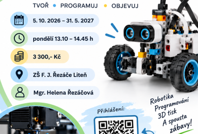 Nabídka kroužku Robotiky a 3D tisku + letáček