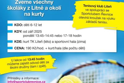 Nábor dětí do tenisové školy 2025/2026